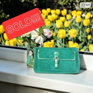 Authentic Vintage Coach Soho Green Suede Wristlet